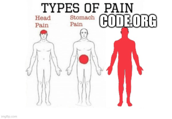 code.org | CODE.ORG | image tagged in types of pain,code,middle school,funny | made w/ Imgflip meme maker