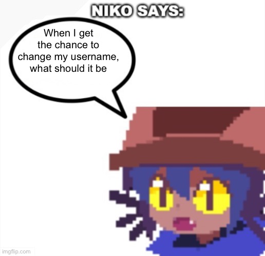 niko says | When I get the chance to change my username, what should it be | image tagged in niko says | made w/ Imgflip meme maker