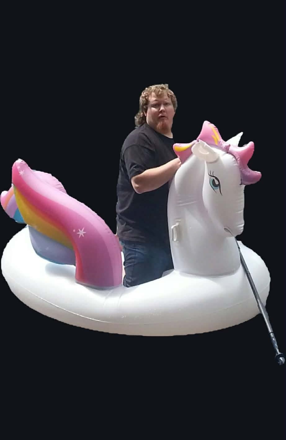 Man on a unicorn floatie Blank Meme Template
