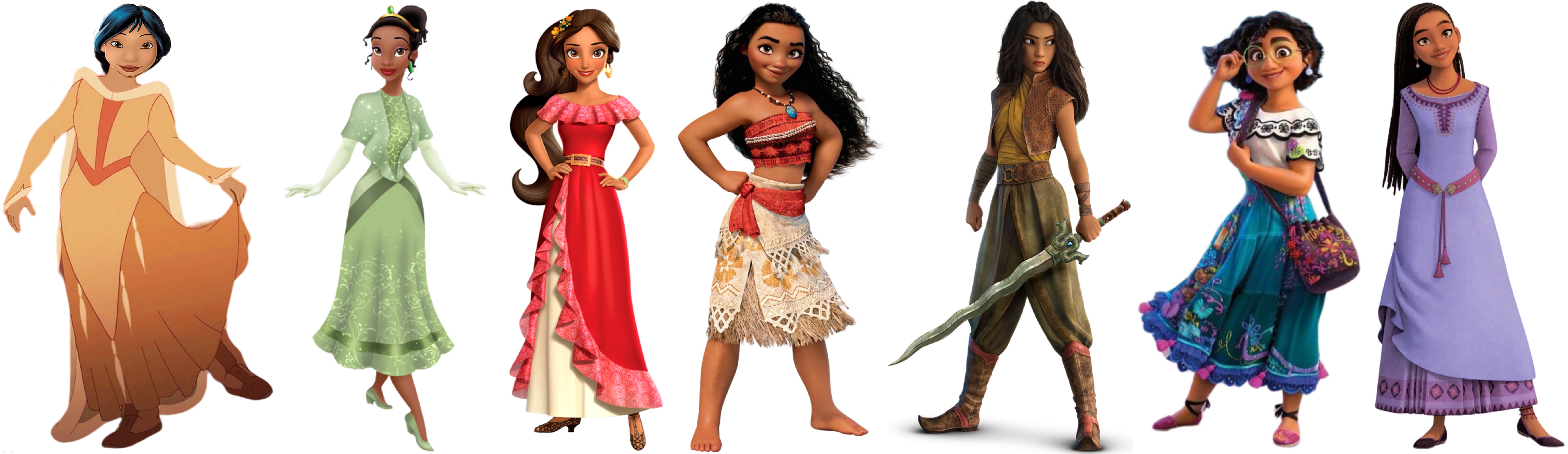 Non-Caucasian Disney Heroines (2) | image tagged in non-caucasian,disney,heroines,disney princess,disney ladies,women | made w/ Imgflip meme maker