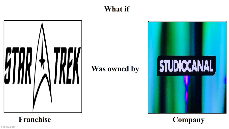 what if star trek was owned by studiocanal ? | image tagged in what if franchise was owned by company,studiocanal,star trek,tv,paramount | made w/ Imgflip meme maker