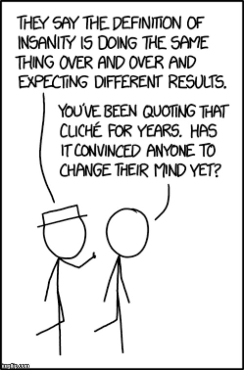 image tagged in insanity,definition,quote,cliche,quoting,years | made w/ Imgflip meme maker