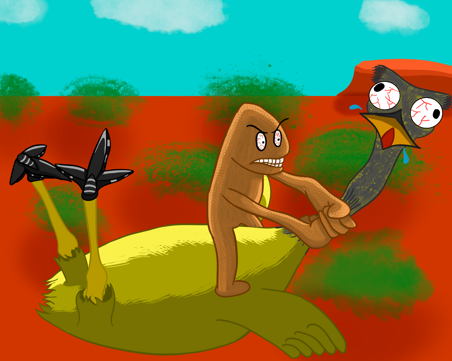 Choking an emu Blank Meme Template