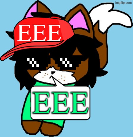 EEE | EEE; EEE | image tagged in make america great again shoulder victoria,memes,victoria,cat,hat,green | made w/ Imgflip meme maker