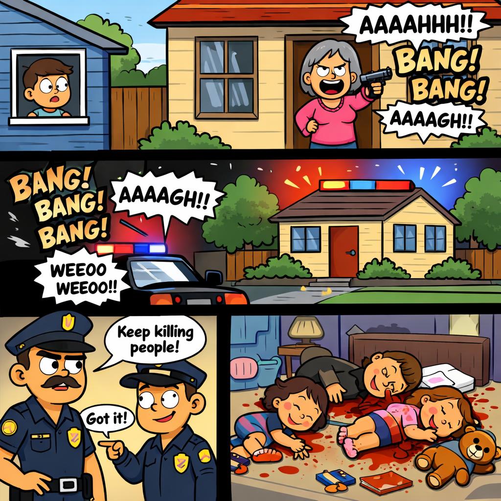 High Quality Me and my neighbors house than my mom with a gun and than I hear Blank Meme Template