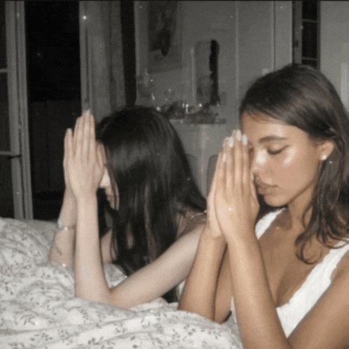 two girls praying Blank Meme Template