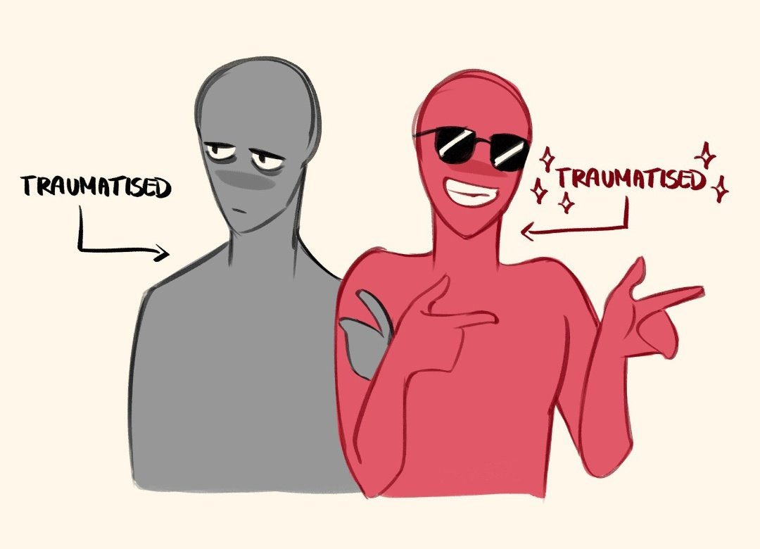 Traumatized happy traumatized sad Blank Meme Template