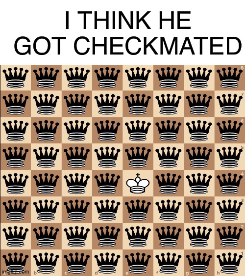 Checkmate | I THINK HE GOT CHECKMATED | image tagged in chess,queen,funny | made w/ Imgflip meme maker
