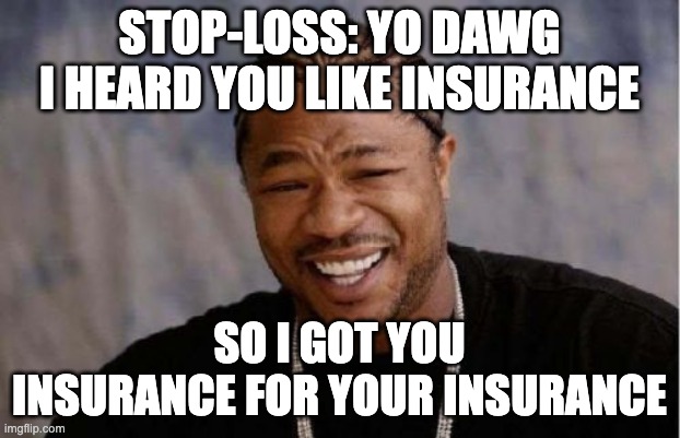 Yo Dawg Heard You Meme | STOP-LOSS: YO DAWG I HEARD YOU LIKE INSURANCE; SO I GOT YOU INSURANCE FOR YOUR INSURANCE | image tagged in memes,yo dawg heard you | made w/ Imgflip meme maker