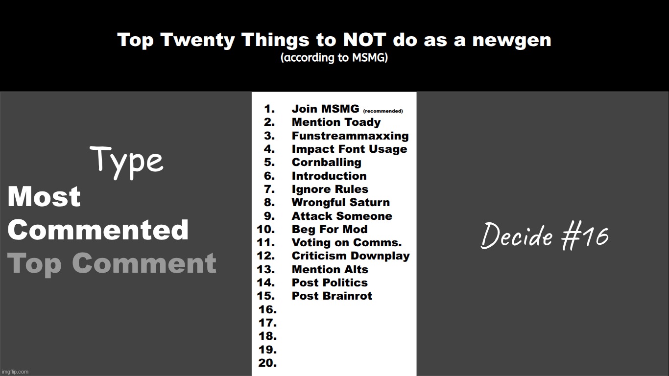 most commented suggestion will appear | made w/ Imgflip meme maker