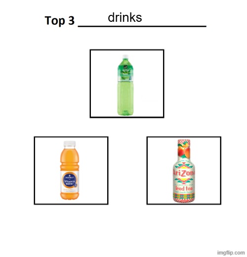 top 3 | drinks | image tagged in top 3 | made w/ Imgflip meme maker