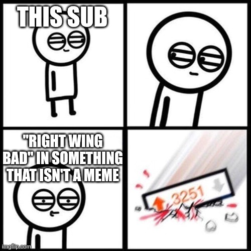 reddit upvote | THIS SUB; "RIGHT WING BAD" IN SOMETHING THAT ISN'T A MEME | image tagged in reddit upvote | made w/ Imgflip meme maker