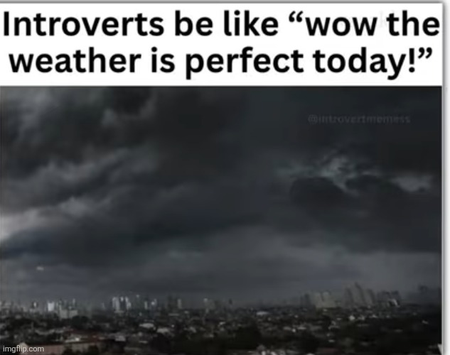 image tagged in introverts,rain,perfect,weather,memes,repost | made w/ Imgflip meme maker