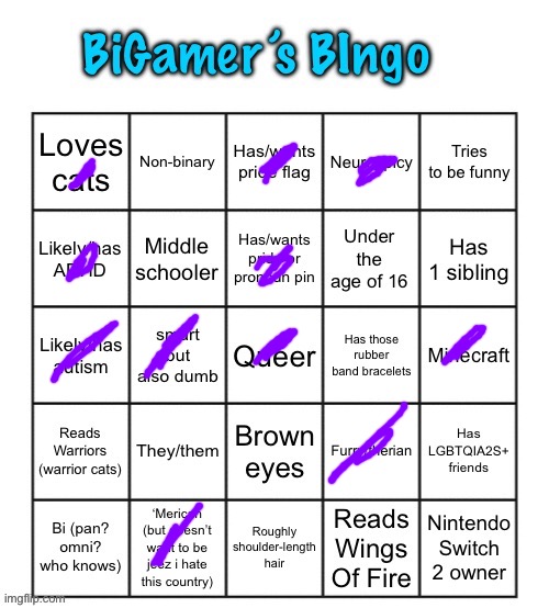 Used to have the rubber band bracelets, not anymore | image tagged in bigamer s bingo v2 | made w/ Imgflip meme maker