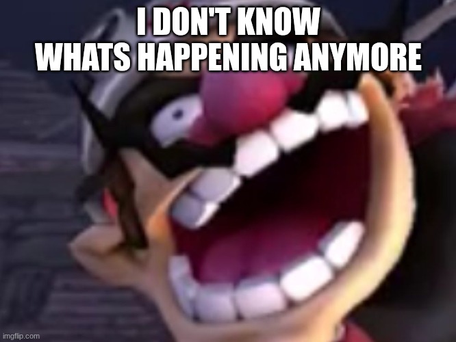Wario | I DON'T KNOW WHATS HAPPENING ANYMORE | image tagged in wario | made w/ Imgflip meme maker