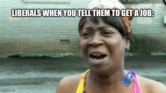 Lazy butts | LIBERALS WHEN YOU TELL THEM TO GET A JOB: | image tagged in memes,ain't nobody got time for that,stupid liberals | made w/ Imgflip meme maker