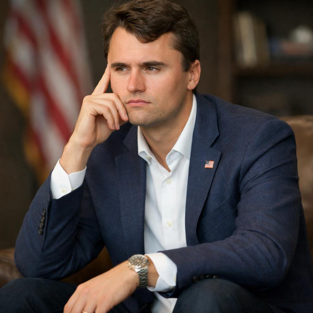 Charlie Kirk sitting and thinking Blank Meme Template