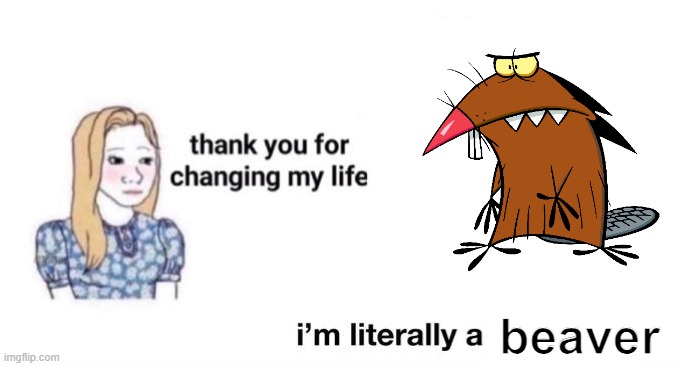 I'm literally just a beaver | beaver | image tagged in thank you for changing my life | made w/ Imgflip meme maker