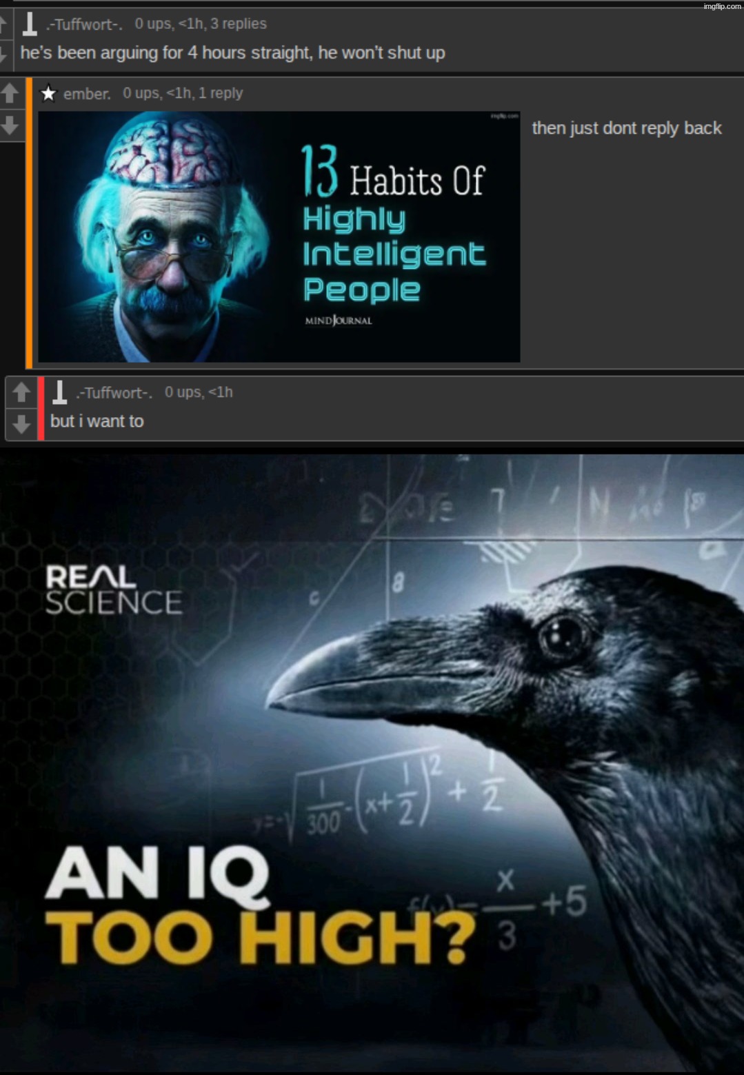 image tagged in an iq too high | made w/ Imgflip meme maker