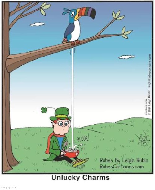 Rubes | image tagged in comics,rubes,lucky charms,toucan sam,bird poop,cereal | made w/ Imgflip meme maker