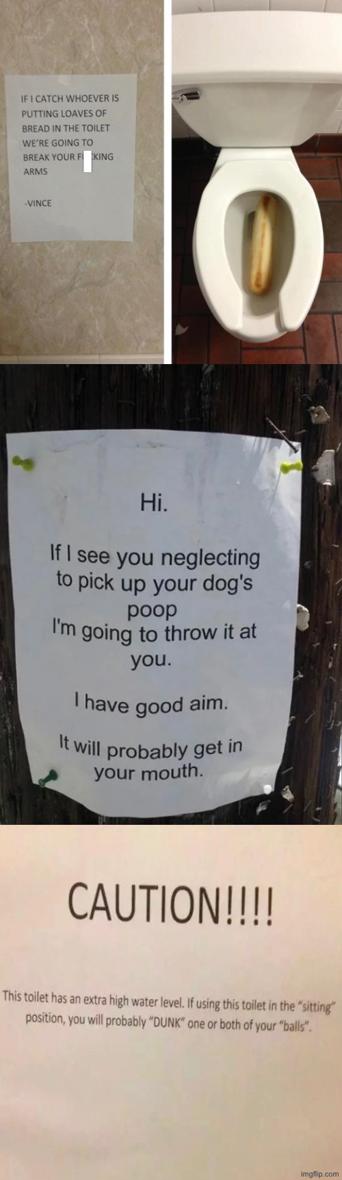 Hilarious Signs | image tagged in hilarious memes,funny signs,public restrooms,dog poop,balls,toilets | made w/ Imgflip meme maker