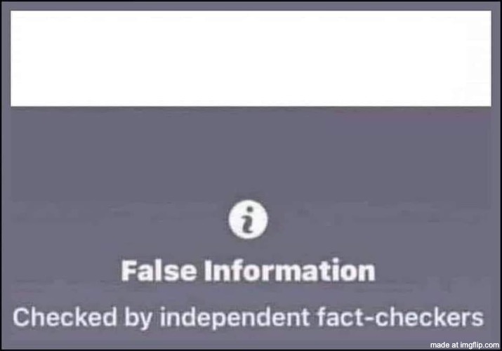 false information checked by independent fact-checkers | image tagged in false information checked by independent fact-checkers | made w/ Imgflip meme maker