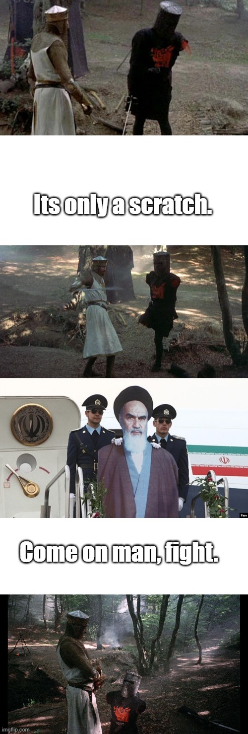 Carter should of took um out in 1979..Clinton had clear shot at BIN but never took the shot either | Its only a scratch. Come on man, fight. | made w/ Imgflip meme maker