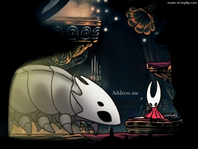 address me (silksong edition) | image tagged in address me silksong edition | made w/ Imgflip meme maker