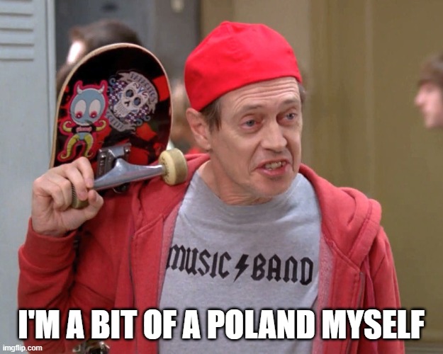 Steve Buscemi Fellow Kids | I'M A BIT OF A POLAND MYSELF | image tagged in steve buscemi fellow kids | made w/ Imgflip meme maker