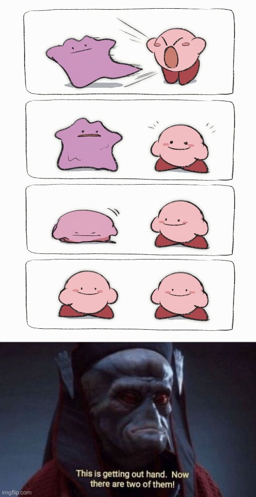 Imagine Ditto evolved into something like Kirby by Pokémon Wind and Waves. | image tagged in this is getting out of hand,pokemon,kirby | made w/ Imgflip meme maker