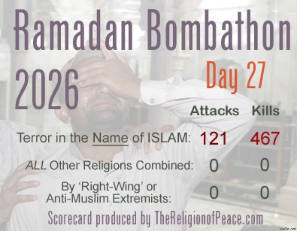 Ramadan Bombathon 2026 Day 27 (February 17 to March 19) | image tagged in ramadan,radical islam,religion of peace,religion of pieces,muslim advice,achmed the dead terrorist | made w/ Imgflip meme maker