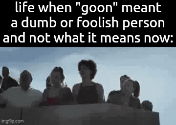 . | life when "goon" meant a dumb or foolish person and not what it means now: | image tagged in gifs,memes | made w/ Imgflip video-to-gif maker