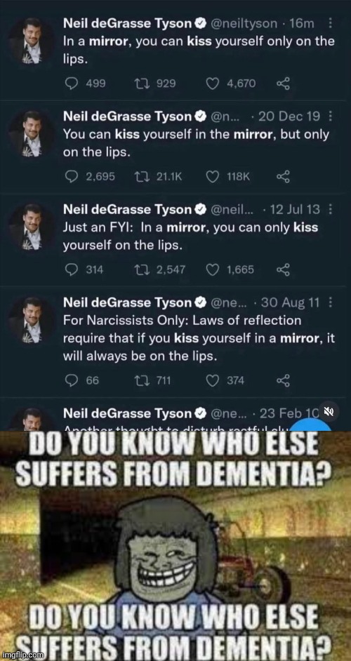 ALRIGHT WE GET IT | image tagged in do you know who else suffers from dementia | made w/ Imgflip meme maker