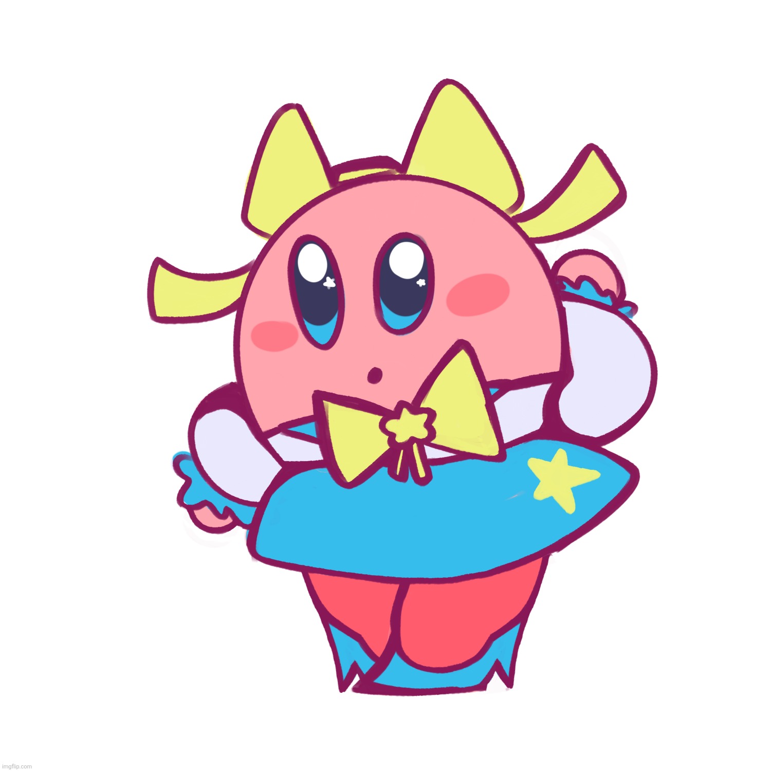 Kirby but I put him in a magical girl-esqe outfit | made w/ Imgflip meme maker