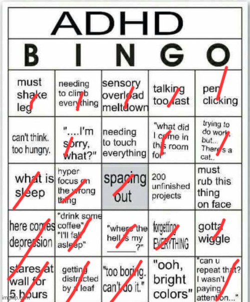 adhd bingo | image tagged in adhd bingo | made w/ Imgflip meme maker