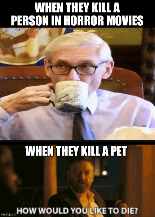 The people i could care less | image tagged in pets,horror movies,unbothered,relatable memes | made w/ Imgflip meme maker