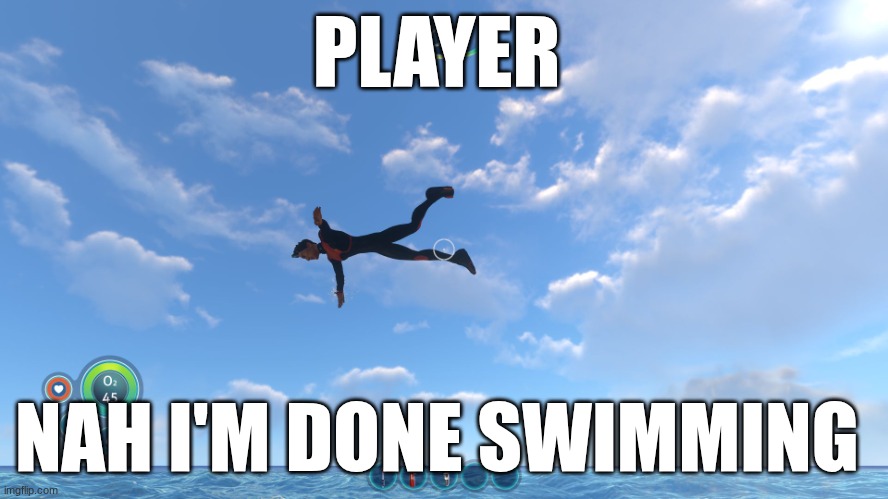 the Fly boy | PLAYER; NAH I'M DONE SWIMMING | image tagged in the fly boy | made w/ Imgflip meme maker