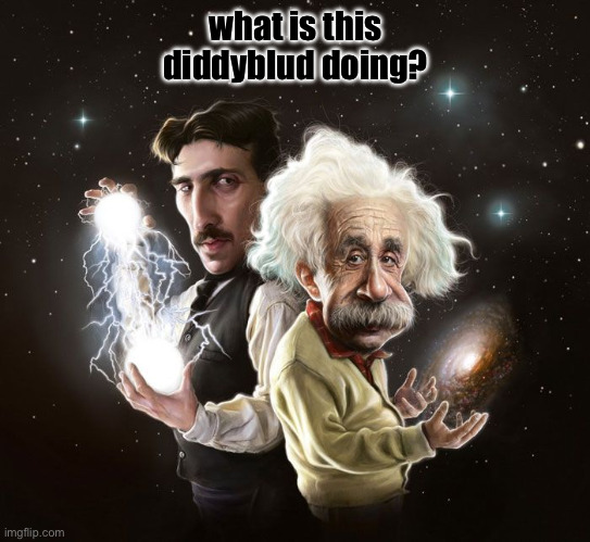 Nikola Tesla & Albert Einstein | what is this diddyblud doing? | image tagged in nikola tesla albert einstein | made w/ Imgflip meme maker