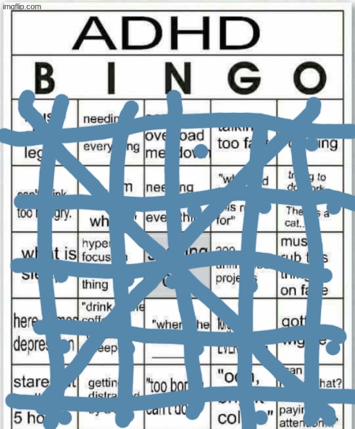 not even faking ts I'm medically diagnosed | image tagged in adhd bingo | made w/ Imgflip meme maker