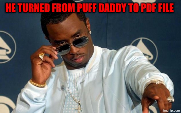 Puff Daddy | HE TURNED FROM PUFF DADDY TO PDF FILE | image tagged in puff daddy | made w/ Imgflip meme maker