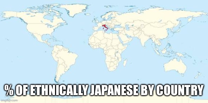 % OF ETHNICALLY JAPANESE BY COUNTRY | made w/ Imgflip meme maker