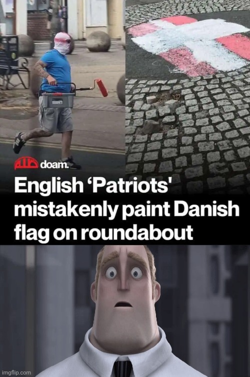 Danish flag | image tagged in mr incredible uh oh,paint,danish,flag,you had one job,memes | made w/ Imgflip meme maker