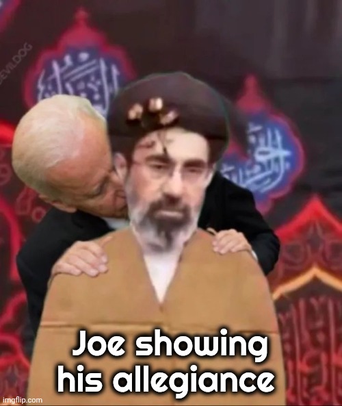 A New Selection Process | Joe showing his allegiance | image tagged in ayatollah,cardboard,sniff test,your next task is to-,leadership | made w/ Imgflip meme maker