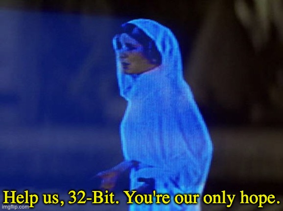 Emosnake's mod is gone. Denji's mod is gone. Asriel's mod is gone. My mod is gone. Tiffla's mod is gone. And now Flick's mod. | Help us, 32-Bit. You're our only hope. | image tagged in help me obi-wan you're our only hope | made w/ Imgflip meme maker