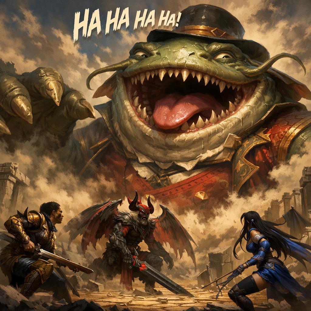 Tahm kench from league of legends being really really big and la Blank Meme Template