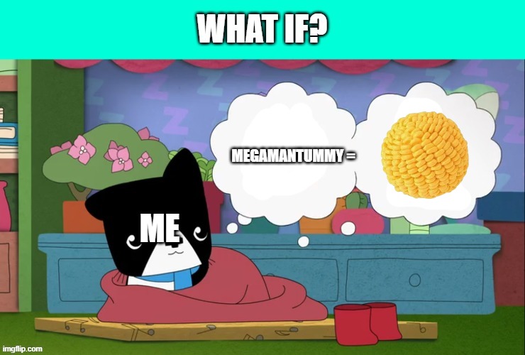 To mehamantummy | MEGAMANTUMMY =; ME | image tagged in what if someone/me will creating someone/my series as a pilot | made w/ Imgflip meme maker
