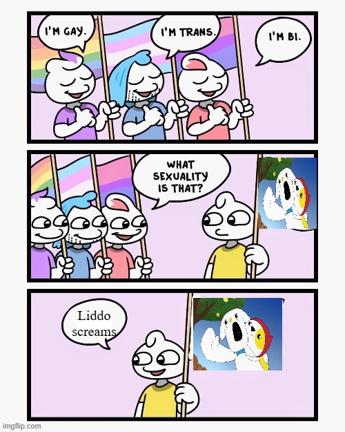 What Sexuality Is That? | Liddo screams | image tagged in what sexuality is that,kinderwood | made w/ Imgflip meme maker