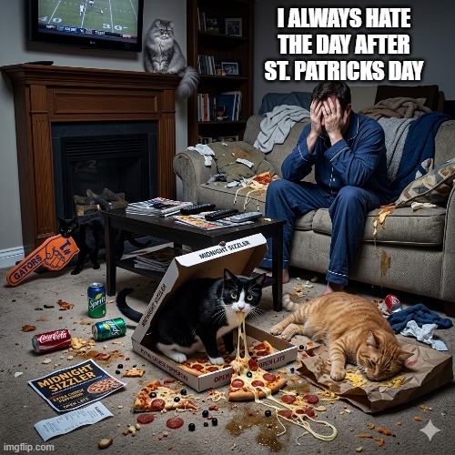 Like many others, I hate the day after St. Patrick's Day. | I ALWAYS HATE THE DAY AFTER ST. PATRICKS DAY | image tagged in cat,kittens,funny,humor,st patricks day,irish | made w/ Imgflip meme maker