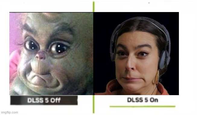 dlss 5 on/off | image tagged in dlss 5 on/off | made w/ Imgflip meme maker