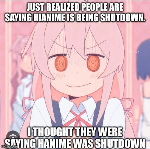 If you know the difference good for you | JUST REALIZED PEOPLE ARE SAYING HIANIME IS BEING SHUTDOWN. I THOUGHT THEY WERE SAYING HANIME WAS SHUTDOWN | made w/ Imgflip meme maker